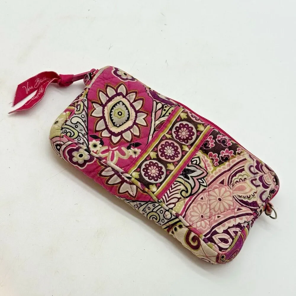 Vera Bradley Very Berry Paisley Zip Around Quilted Wallet Pink No Strap Retired - Picture 2 of 7